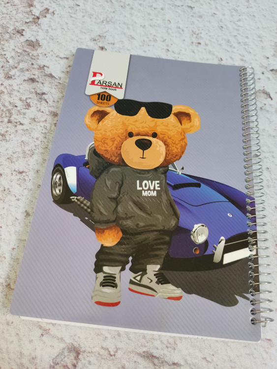 دفتر100برگ جلد طلقی خرسی